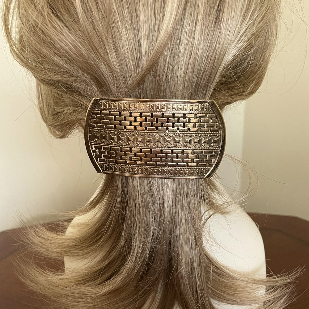 Wide Gold Filigree Barrette